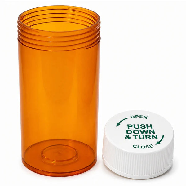 40 Drachm Amber Tablet Vials with CRC