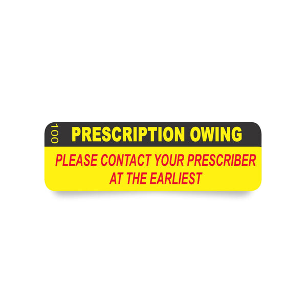 Label 100 Prescription Owing