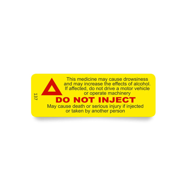 Label 137 Do Not Inject